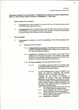 Progress report of Sub- Committee 4 to the Management Committee
