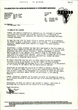 Messages of support from Foundation for African Business and Consumer Services