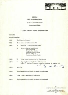 First Plenary Session Chairpersons' Guide
