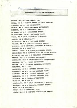 Alphabetical List of Delegates to the Preparatory Meeting